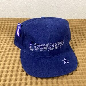 Vintage Dallas Cowboys Snapback Hat Cap Denim ANNCO Blue Promo NFL Football 90s